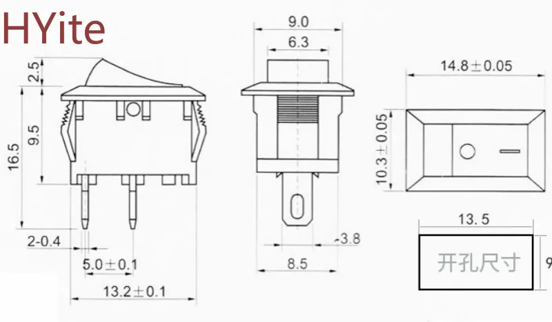 Кнопочный переключатель 10 шт. 10x15 мм SPST 2Pin 3A 250 В KCD11 вкл./выкл. рокер для лодки * 15