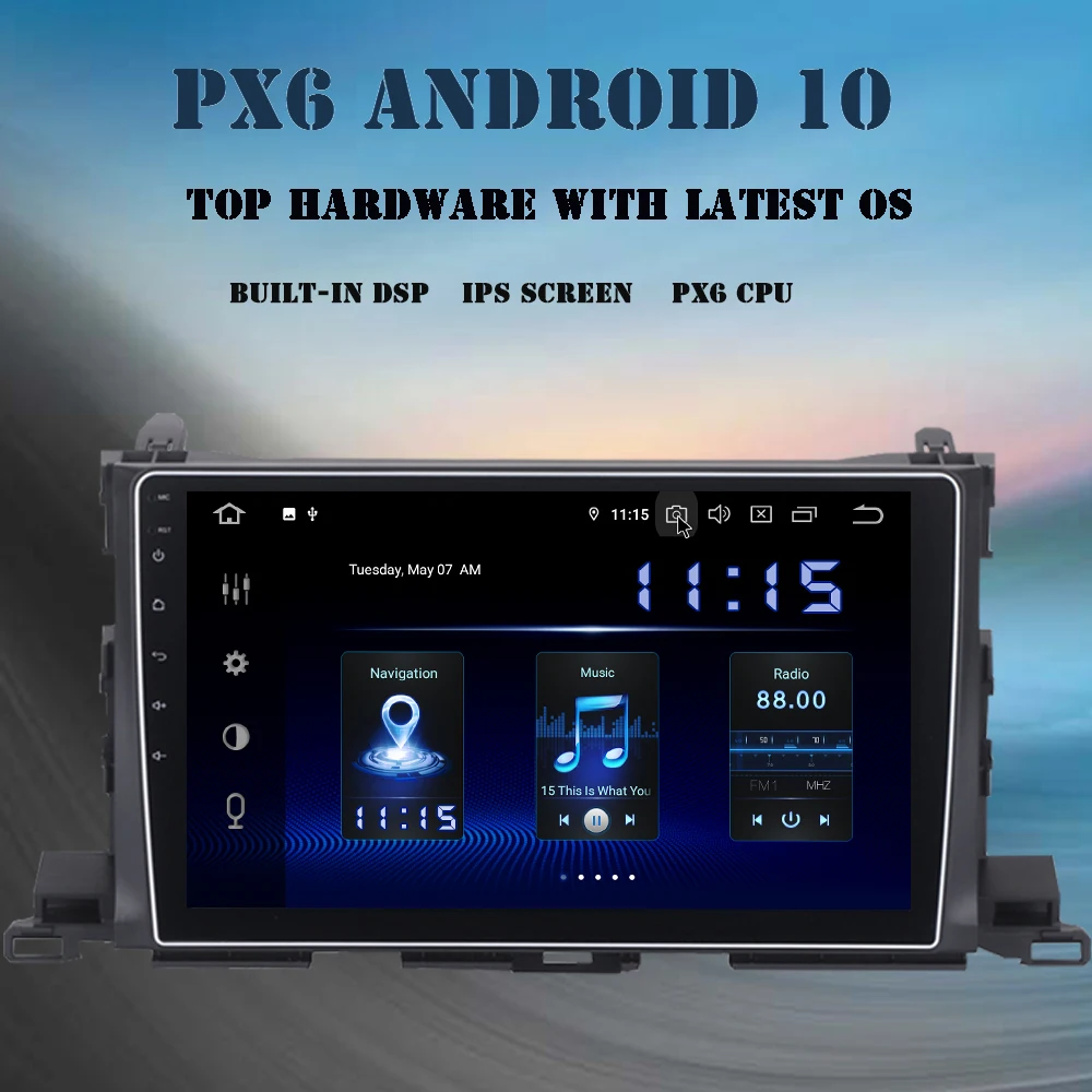 1 din Android 10 0 автомобильное радио для Toyota Highlander 2015 2016 2017 Мультимедиа GPS Navi DSP плеер 2