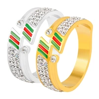 fashion green red rings crystal stainless steel ring for women men couples wedding engagement luxury jewelry gifts