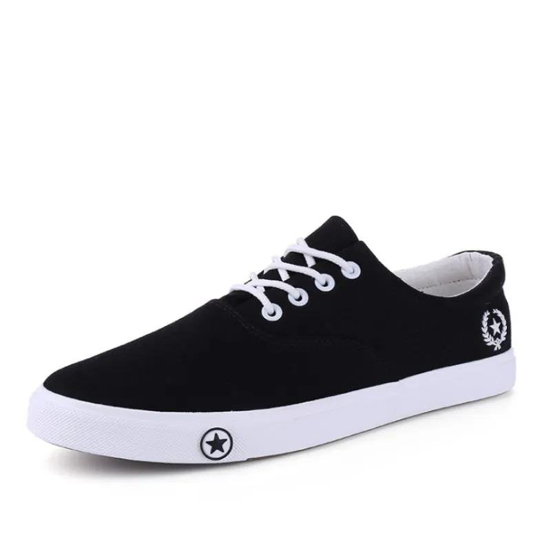 Мужская Вулканизированная обувь Цвет черный белый на плоской подошве Сезон