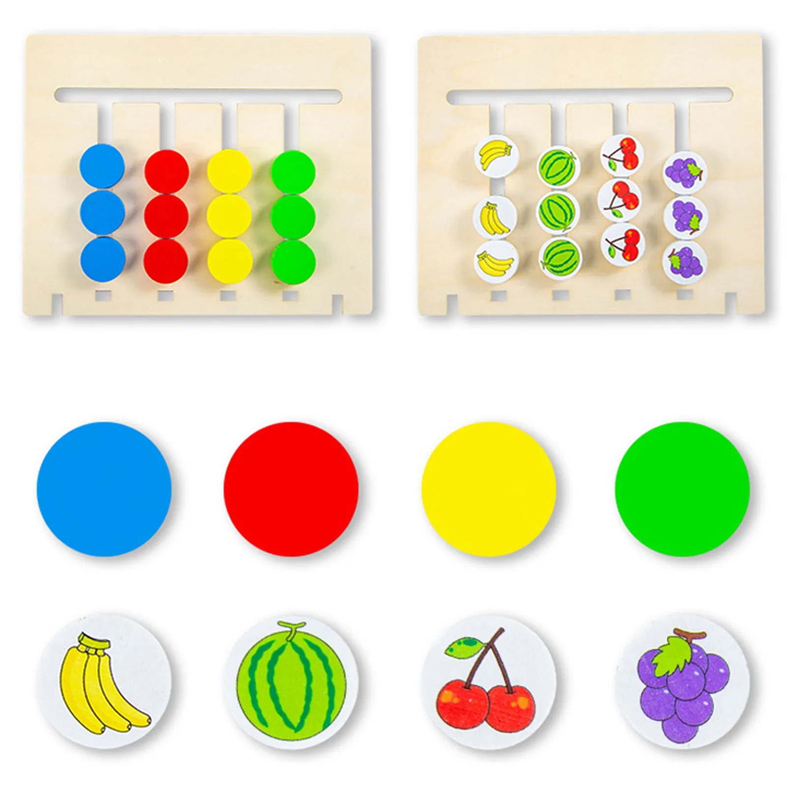 

Kids Montessori Logic Game Color Shape Matching Wooden Toys Double-sided Dual Purpose Wooden Montessori Teaching Aids