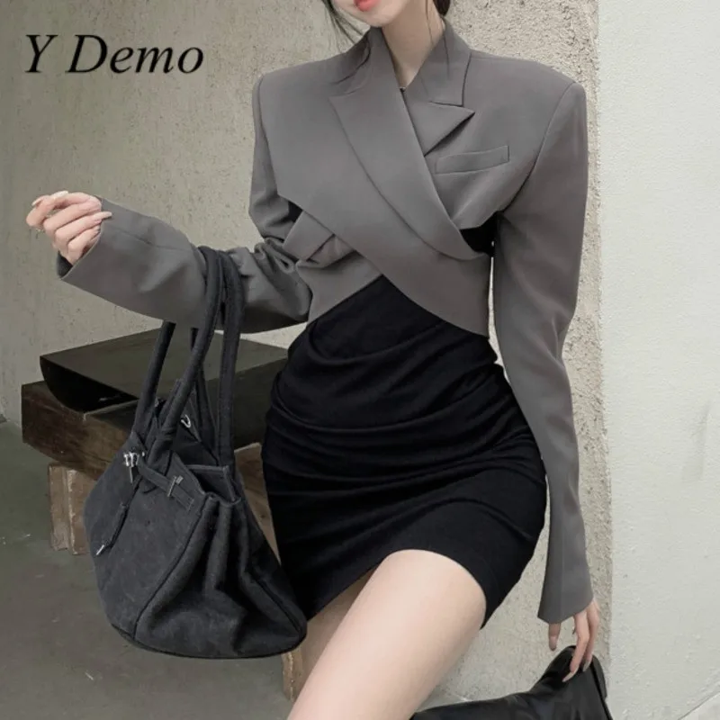 Y Demo шикарный уличный короткий блейзер для женщин на шнуровке с