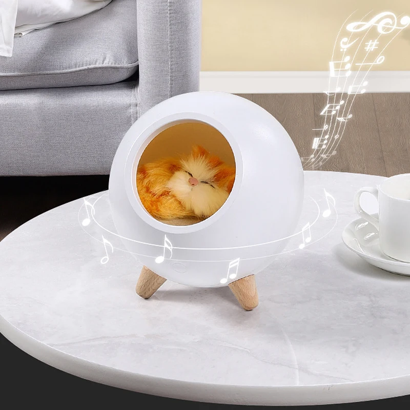 Touch Sensor Led Night Light Cute Cat Bluetooth Speaker Music Lamp USB Rechargeable Desk Table Children's Room | Лампы и освещение
