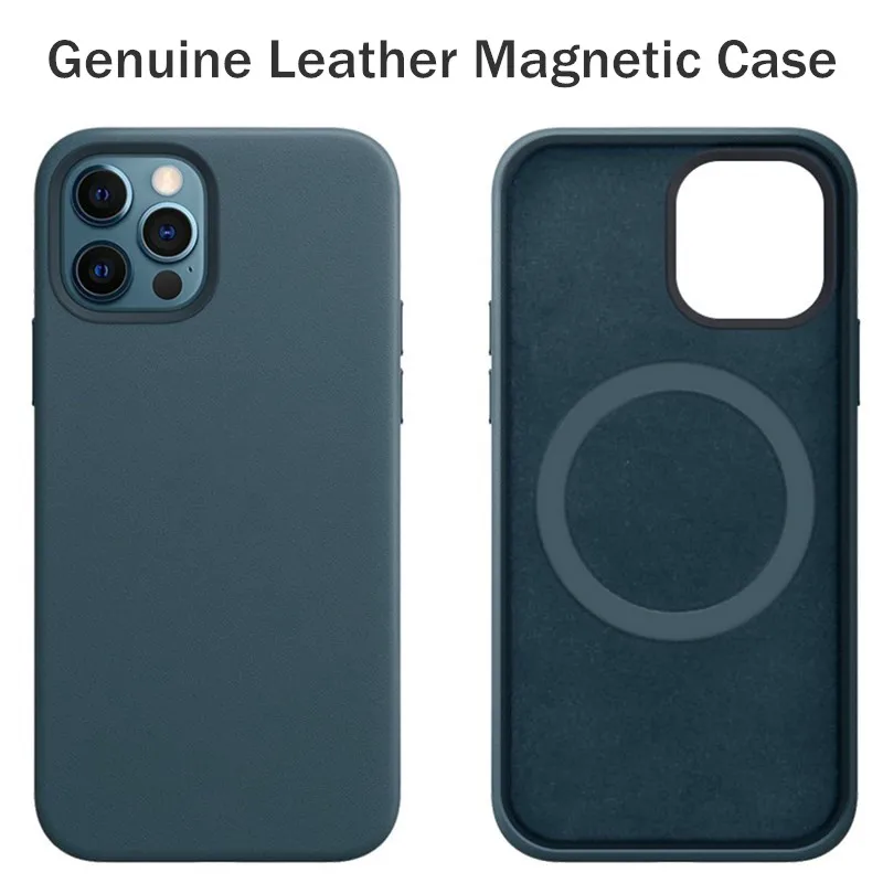 

Official Genuine Leather Case for iPhone 12 Pro Max Mini Cases Magsafing Luxury Wireless Charge Cover Animation Magnetic