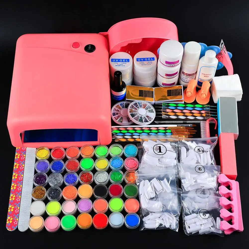 COSCELIA маникюрный набор акриловый для дизайна ногтей Гель лак 36 Вт УФ светодиодный