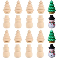5piece peg dolls wood christmas tree snowman unpainted birthday xmas gift for kids children