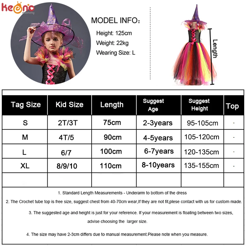 Vestido de tut&uacute; de arco&iacute;ris para ni&ntilde;a y bruja malvada, disfraz para ni&ntilde;os de Halloween, Carnaval, Cosplay, fiesta, vestido de baile elegante para desfile-5