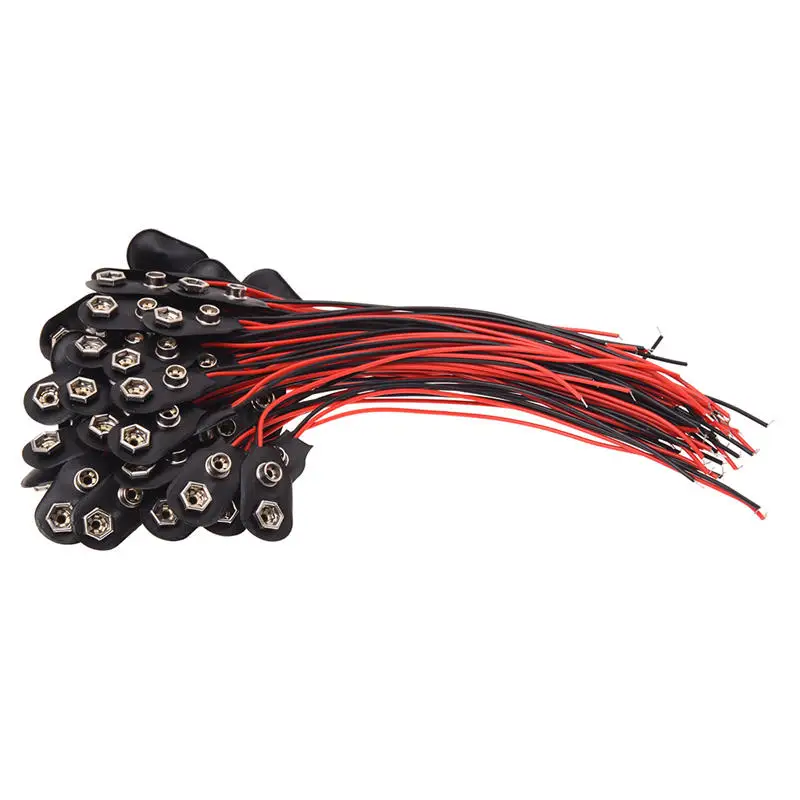 50 шт. 2 провода клеммы 9 в зажим для батарей разъемы держатель черный красный| |