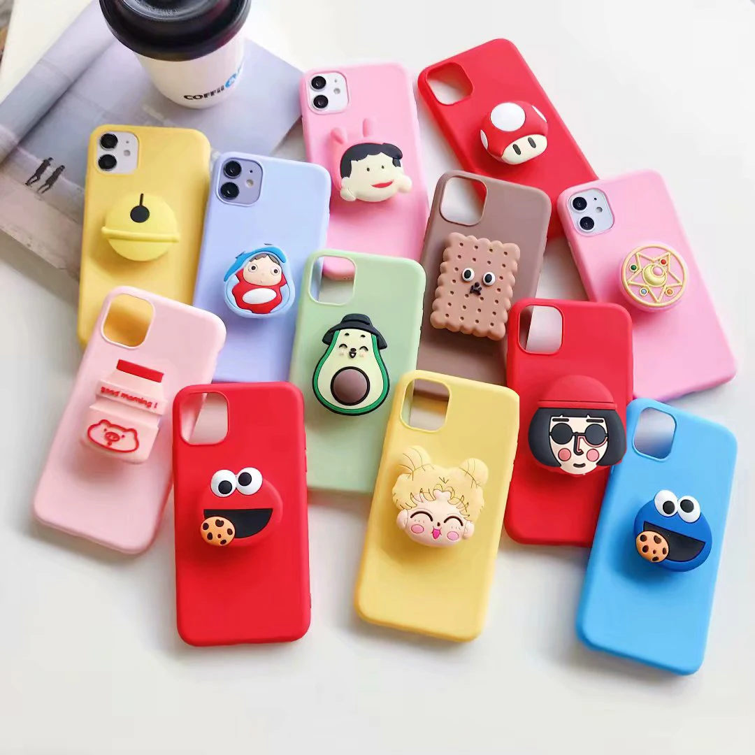 

3D Cartoon Phone Holder Case For OPPO A31 A3S A5 A5S A7 A37 A39 A57 A59 A83 A9 2020 F1S F5 F9 F11 Pro Cute Avocado Stand Cover