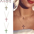 Ожерелье женское с подвеской-крестом из циркония и черного или зеленого золота