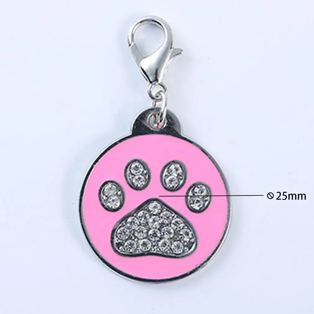 Zinc Alloy Pet ID Tag with Shiny Rhinestone Paw Bone Pattern Identify Card Mini Dog Cat Collar Pendant Accessories | Дом и сад
