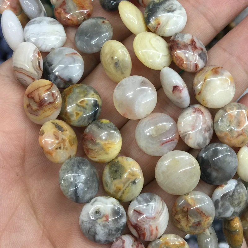 Разноцветные каменные бусины с плоской монеткой круглые 14 мм буфами для