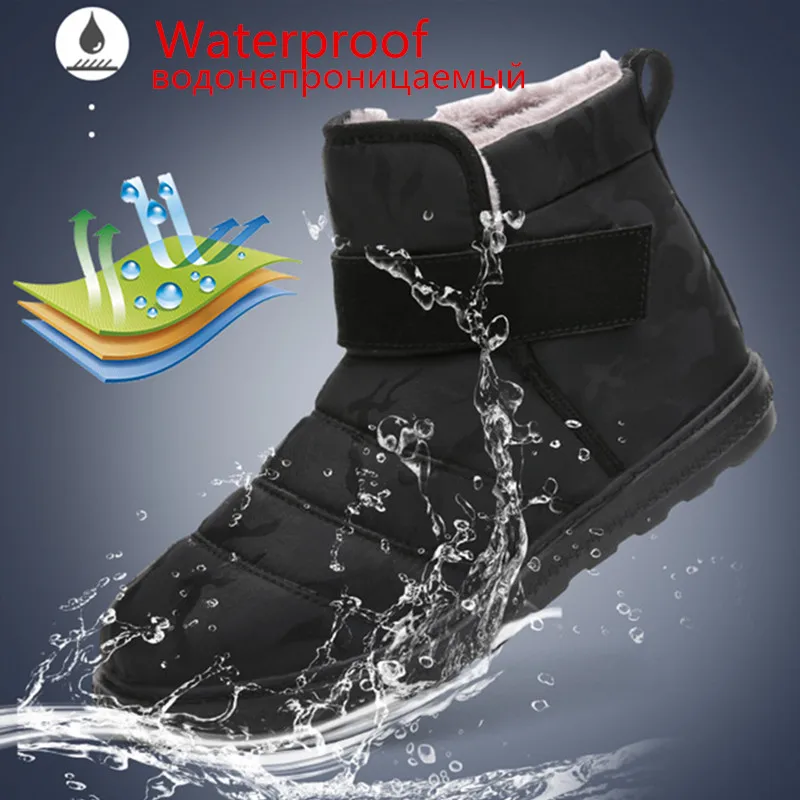 Зимние водонепроницаемые мужские ботинки пара плюшевых ботинок внутри теплые