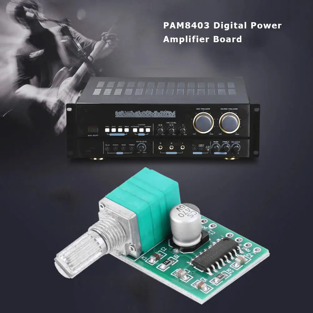 

Mini PAM8403 5V Power Audio Amplifier Board 3Wx2 w/Switch Potentiometer USB