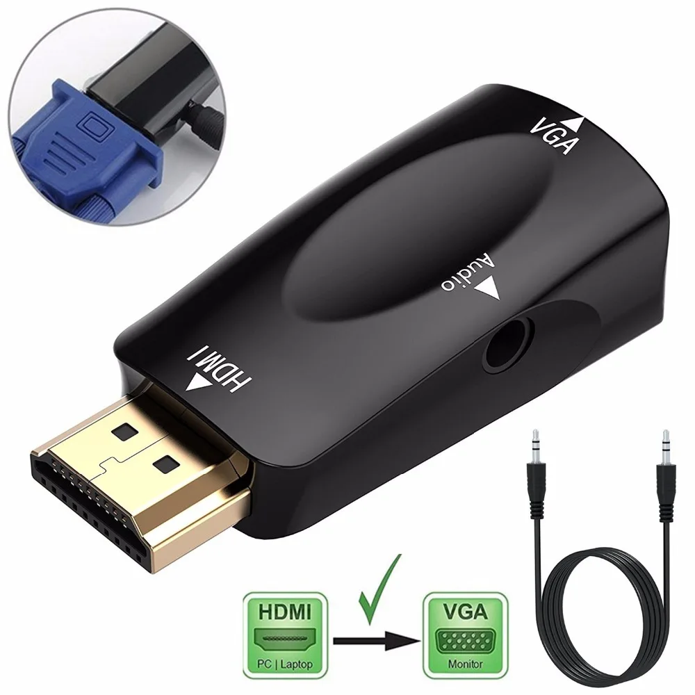 Адаптер 1080P HDMI совместимый с VGA кабель преобразователя цифрового сигнала в
