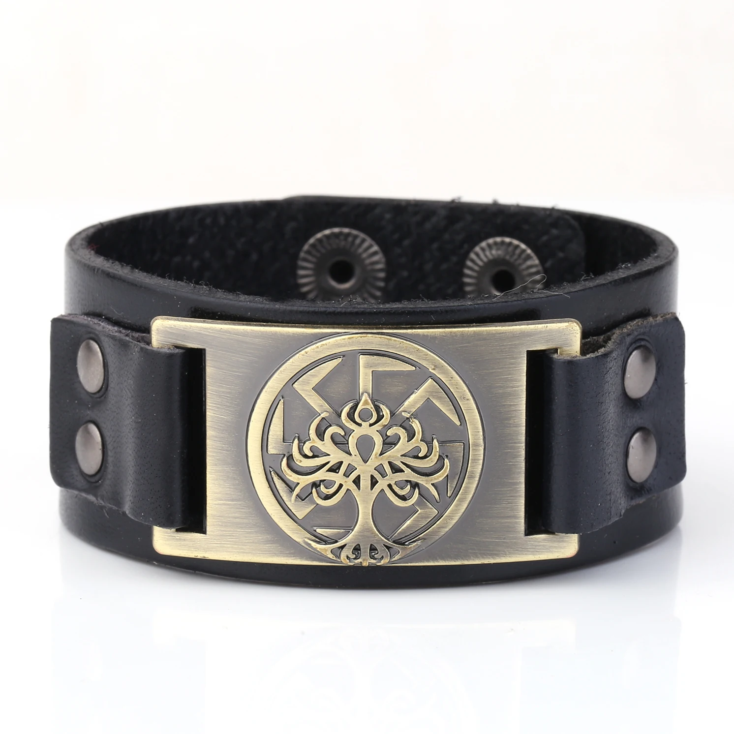 black-bronze Skyrim Viking славянский Коловрат мир браслет с деревом для мужчин Древо жизни Yggdrasil солнце колесо языческий амулет ювелирные изделия панк нео-Готика - Окраска металла: black-bronze