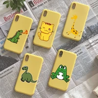 cartoon animal dinosaur giraffe owl phone case yellow fundas shell cover for iphone 6 6s 7 8 plus xr x xs 11 12 13 mini pro max