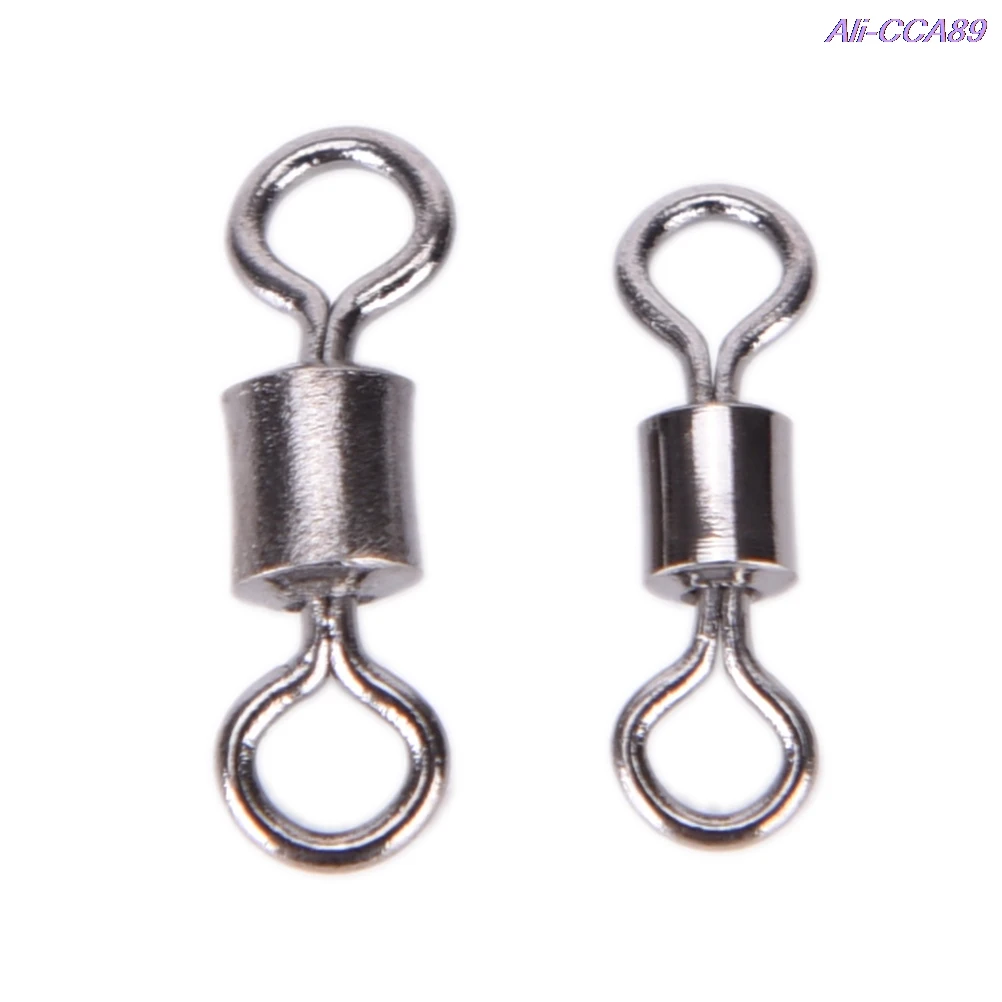 

100Pcs 4#/6#/8#/12# Fishing Swivels Knurling Connector Ball Bearing Swivel With Safety Snap Solid Rolling Rings