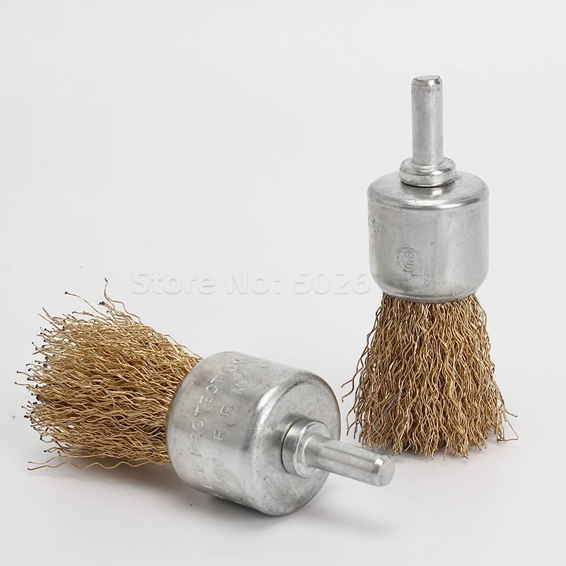 

1Pcs Professional 6mm Shank Copper Plating Stainless Steel Wire Wheel Brushes Grinder Rotary Tool Connecting Rod Polishing Brush