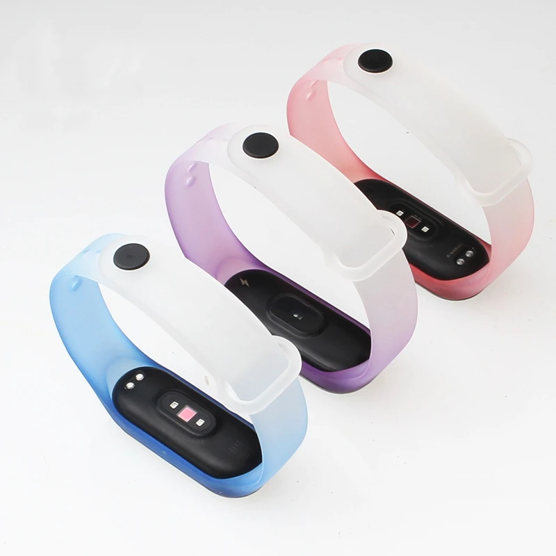 Ремешок для Xiaomi Mi Band 3 4 ремешок полупрозрачный цветной Miband силиконовый ремень