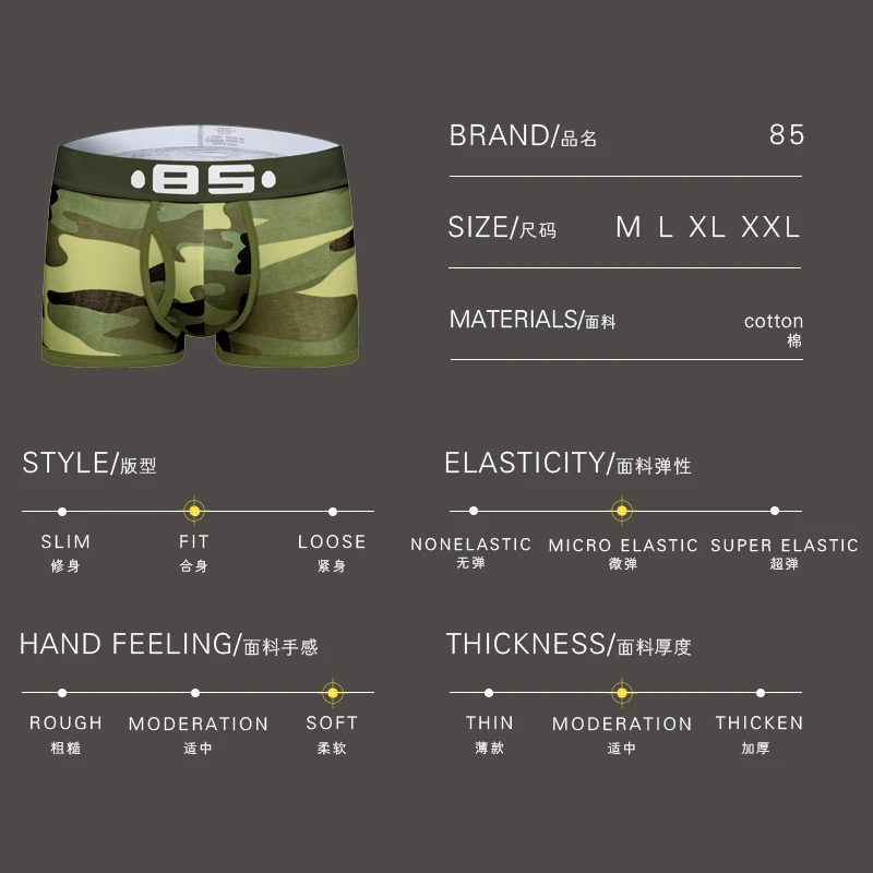 Трусы боксеры ORLVS мужские камуфляжные хлопковые дышащие с U образным выпуклым