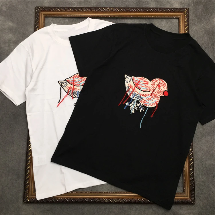 

2021 hot Summer fashion women/men's high quality enboridery cotton casual loose t-shirts tee top B704