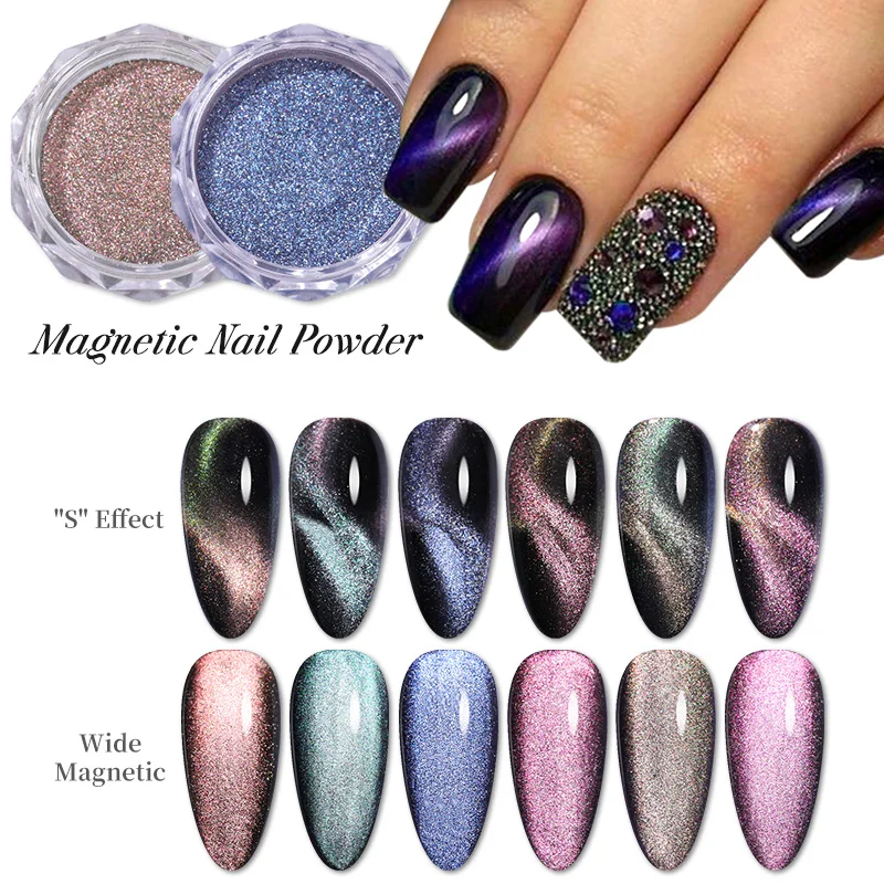 1 Box Cat Magnetic Eye Powder Colorful Nail Glitter Dust for UV Gel Polish Magics Mirror Powder Chrome Pigment Decorations