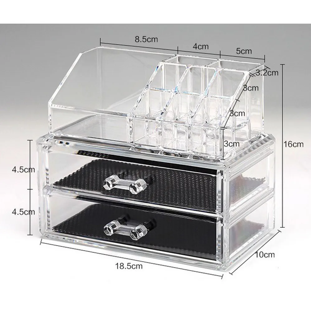 

Makeup Organizer Clear Acrylic Cosmetic Makeup Organizer 2 Layer Bathroom Storage Box Desktop Make Up Jewelry Organizer Sundries