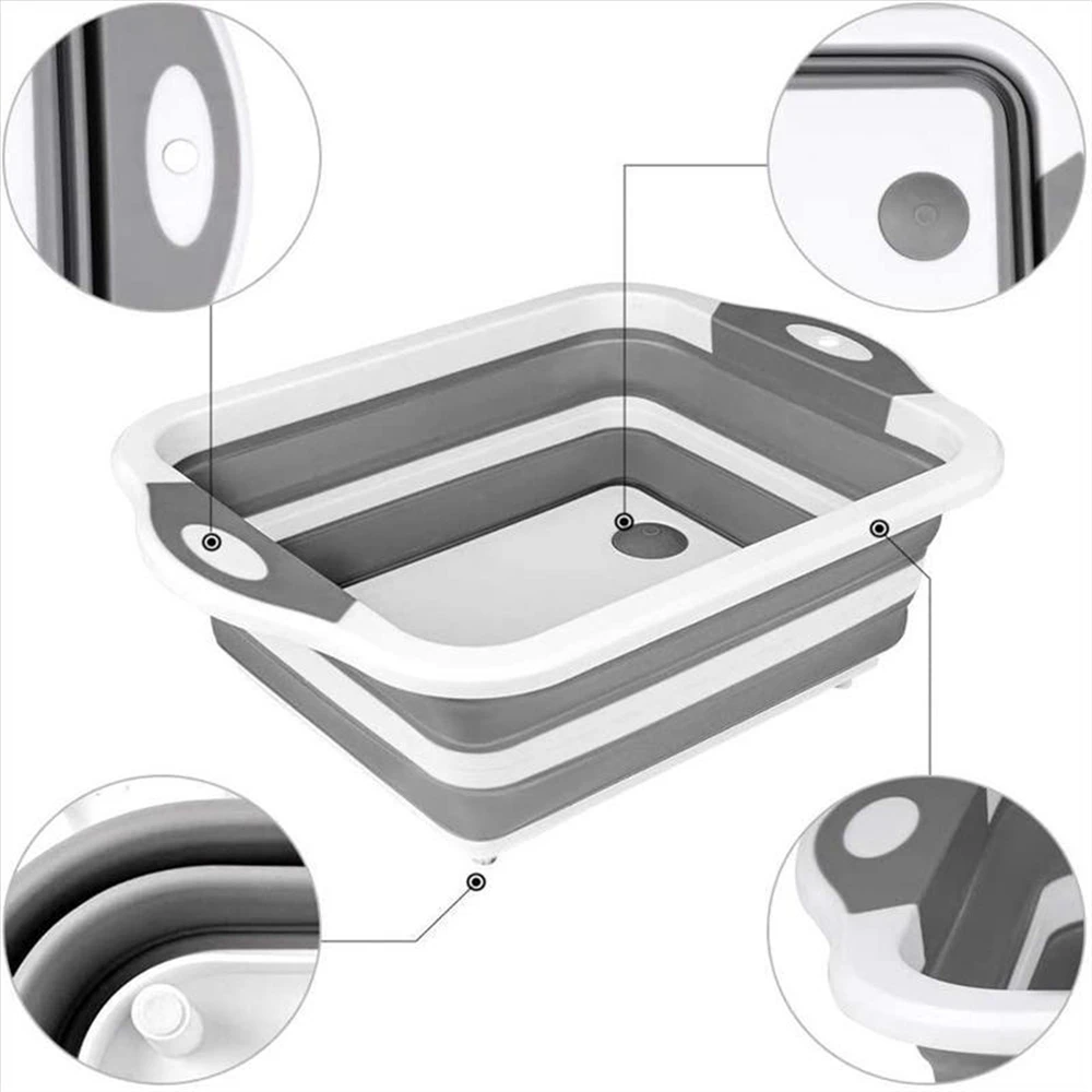 

Silicone Dish Drainer Foldable Strainer Basket Portable Fruit Vegetable Washing Collapsible Colander Kitchen Accessories Tools