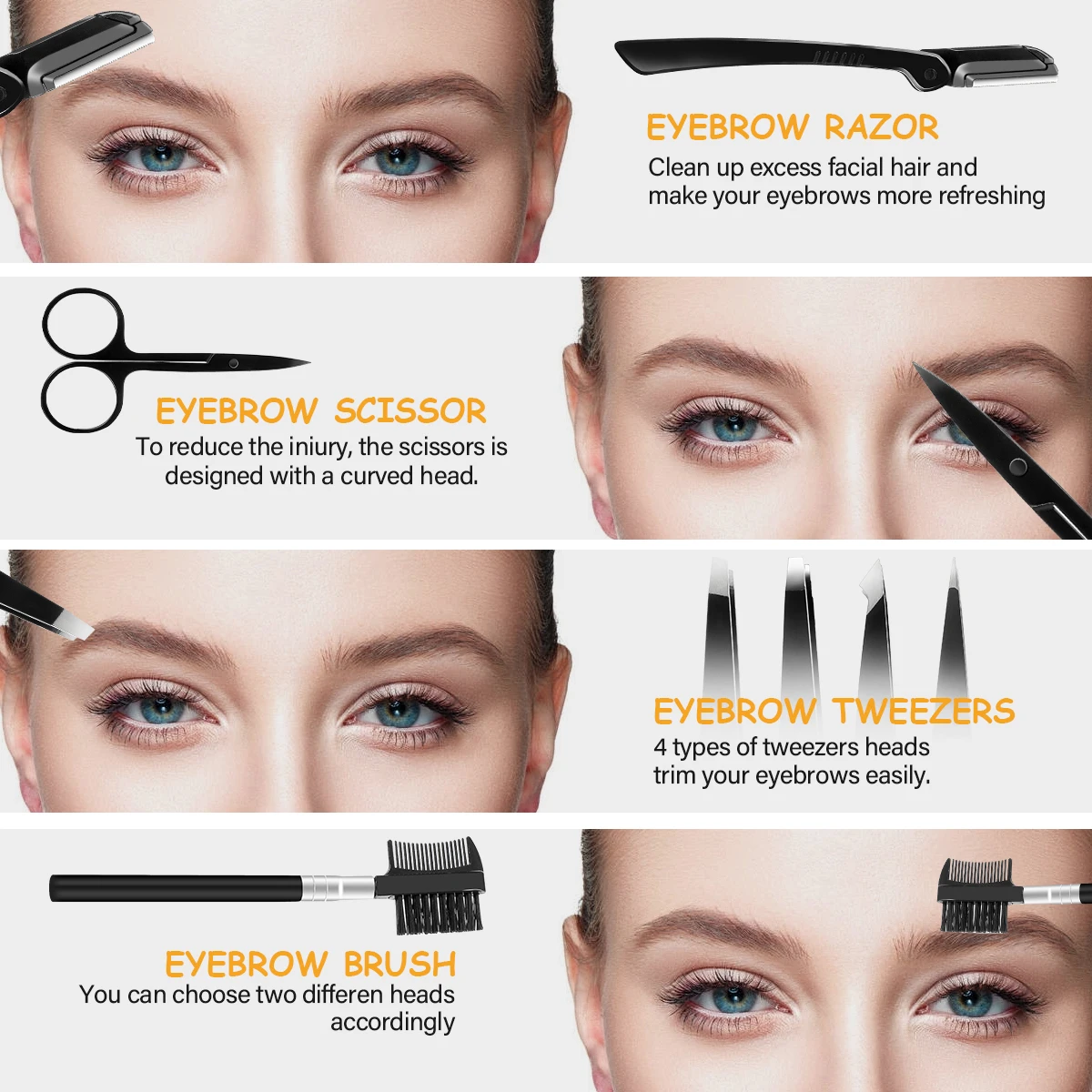 14 шт. Набор для бровей инструмент отшелушивания бритва лица триммер ножницы