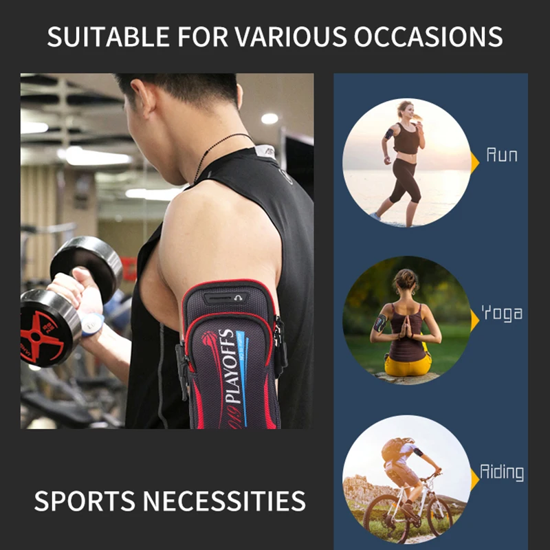 Двойной карманный спортивный чехол для бега с ремешком на руку телефона