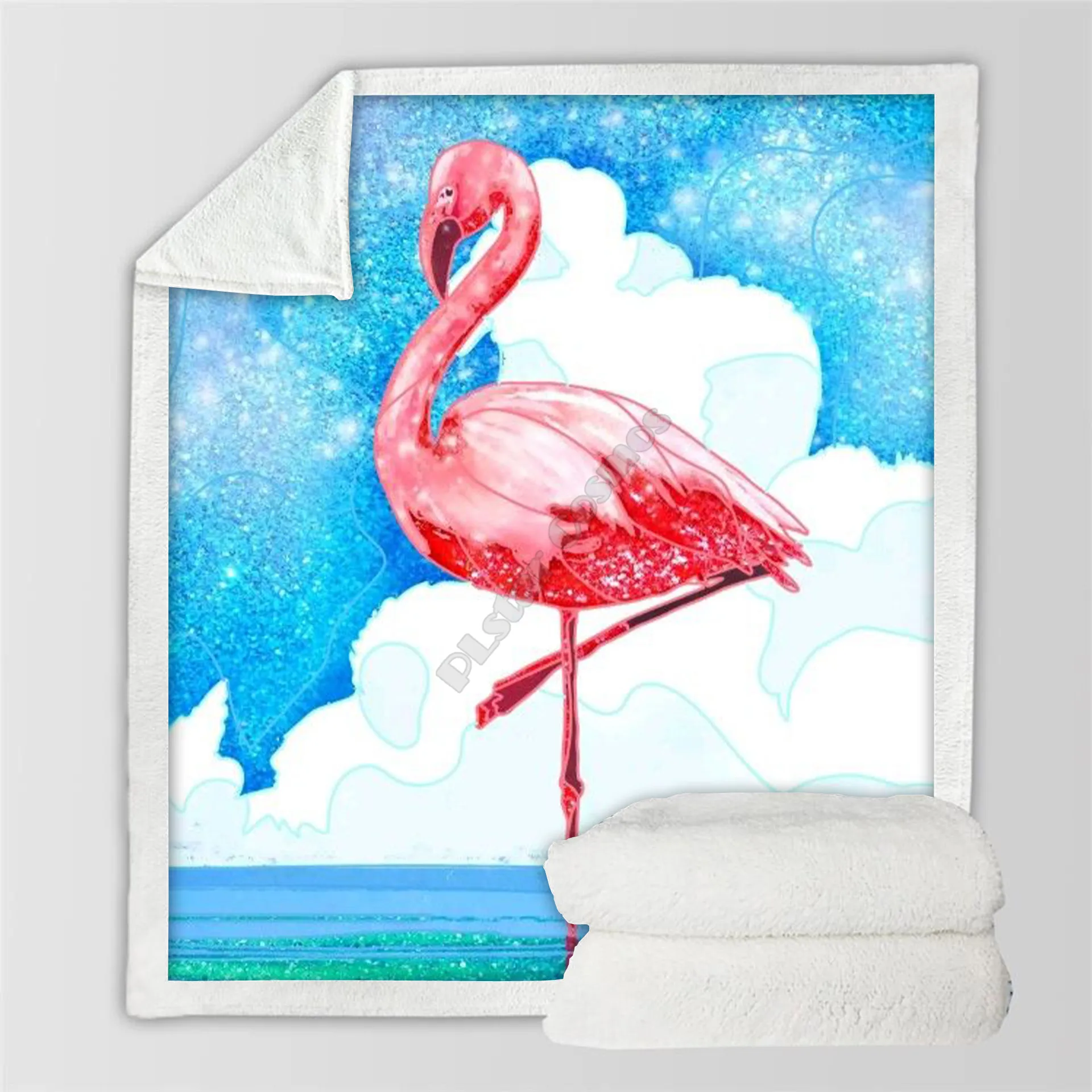 

Plstar Cosmos Beautiful Flamingo Fleece Blanket 3D print Sherpa Blanket on Bed Home Textiles Dreamlike style-6