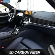 Anti Scratch Car Interior Trim Protective Film Decoration 5D Carbon Fiber Vinyl Sticker For BMW 5 Series G30 G31 Accessories