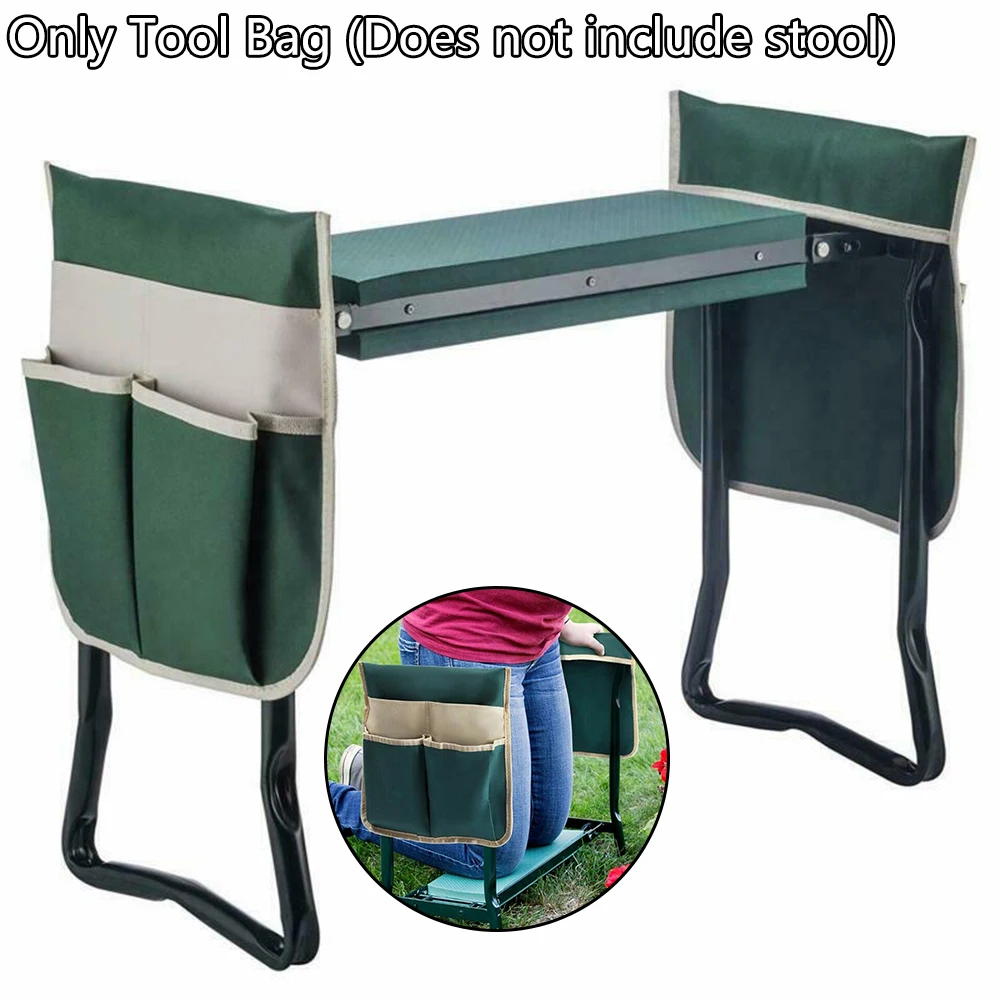 

Portable Oxford Garden Kneeler Seat Tool Bag Outdoor Work Cart for Knee Stool Gardening Tools Storage Pouchs Toolkit（no shelf）