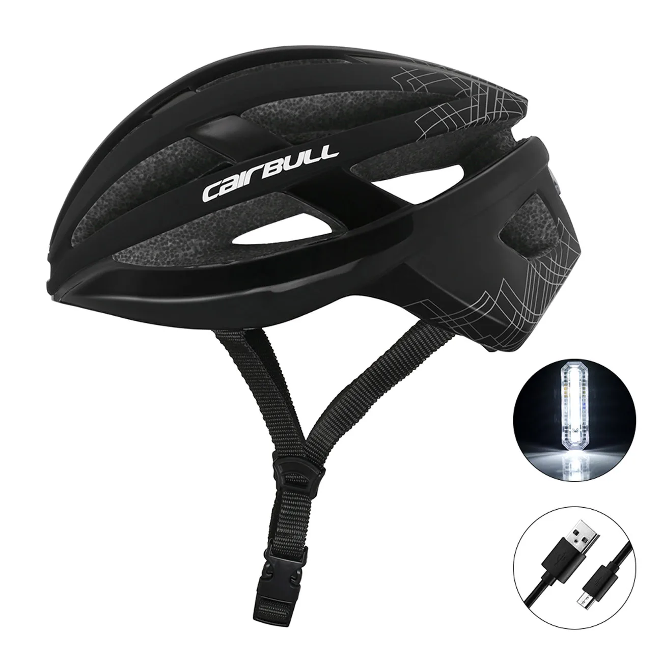 

CAIRBULL Road MTB Bike Riding Helmet With USB Charging Warning Rear Light for Adults Men Women
