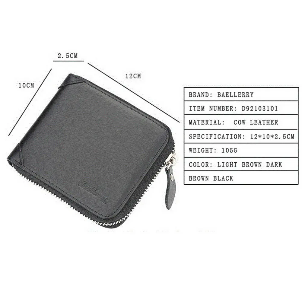 2019 модный мужской кожаный кошелек на молнии вокруг бумажника два сложения мульти