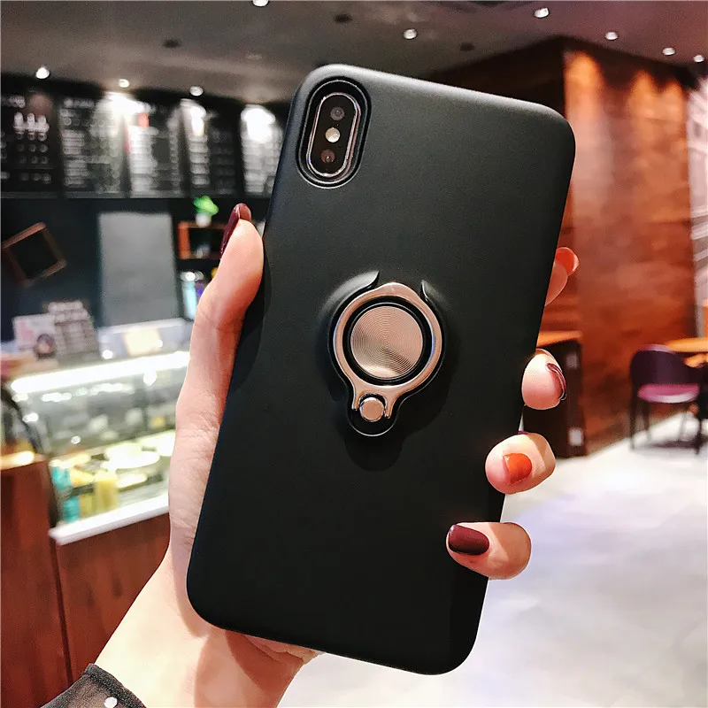 black01 Роскошный чехол для телефона с магнитным кольцом для iphone 11 pro max Xs max XR X 8 7 6s Plus силиконовый автомобильный держатель с кольцом на палец - Цвет: black01