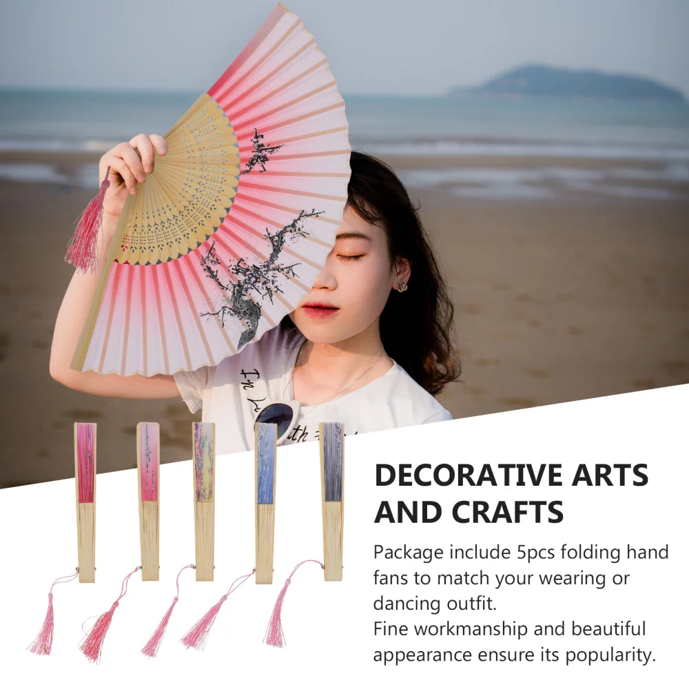

5Pcs Charming Elegant Fans Japanese Style Fan Vintage Style Fans for Decoration