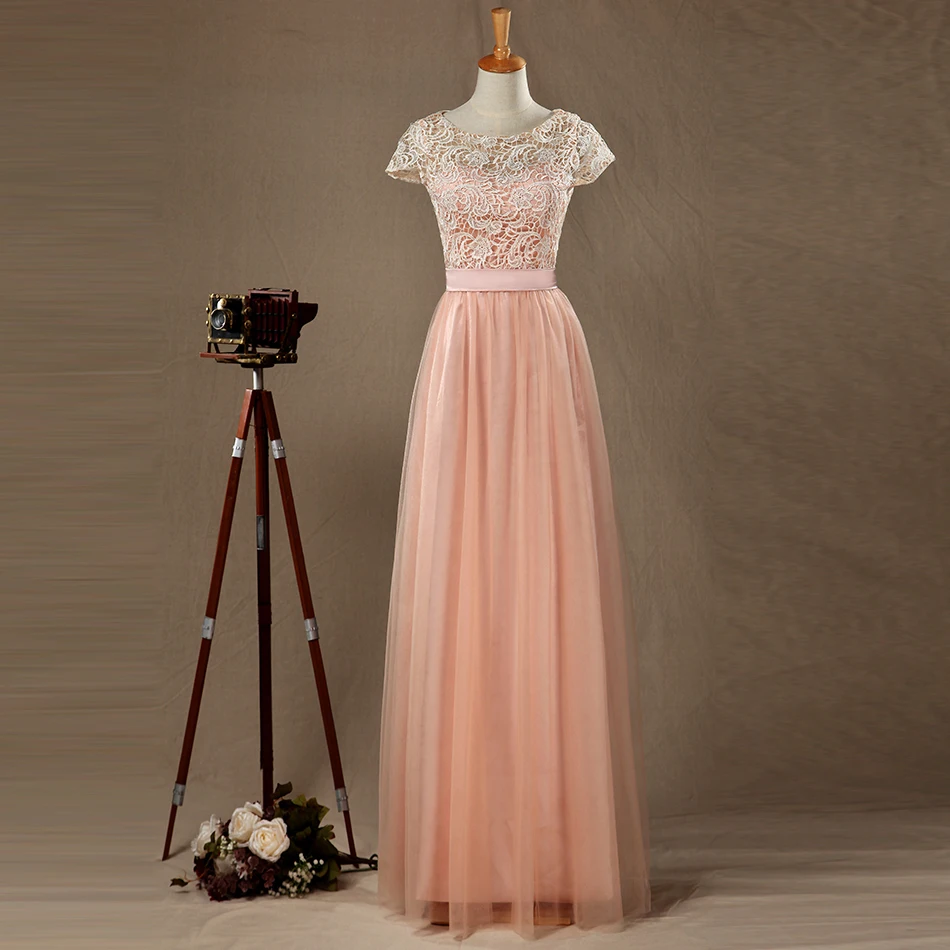 Детское розовое кружевное шифоновое вечернее платье с коротким рукавом длинное