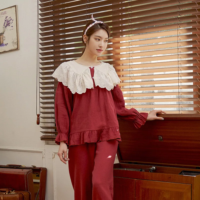 

2021 Spring new pyjamas pure cotton ladies long-sleeve cute cotton home clothes pajamas for women