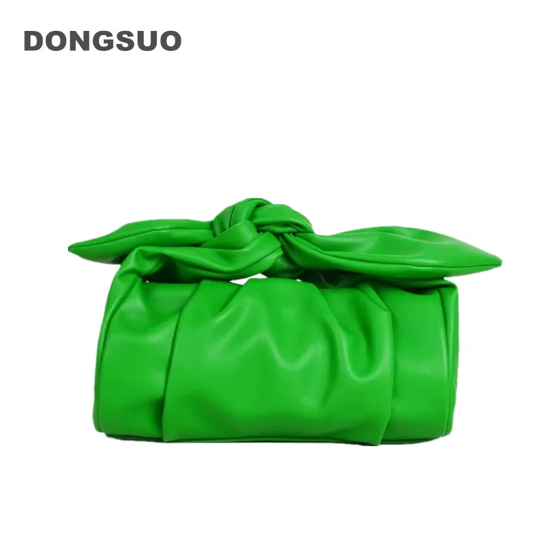 Women designer bow totes handbag pouch shoulder bag design pleated pillow purse crossbody bag 2021 new green khaki camel