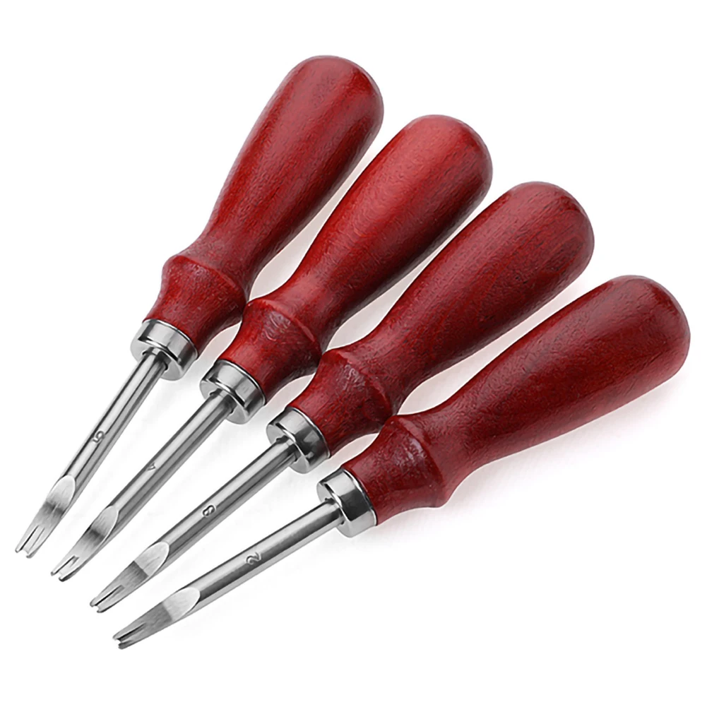 

4PCS Leather Edge Beveler Tool Leathercraft Skiving Tool For Hand Leather Sharpness Professional Craft Chamfering Edge Beveler