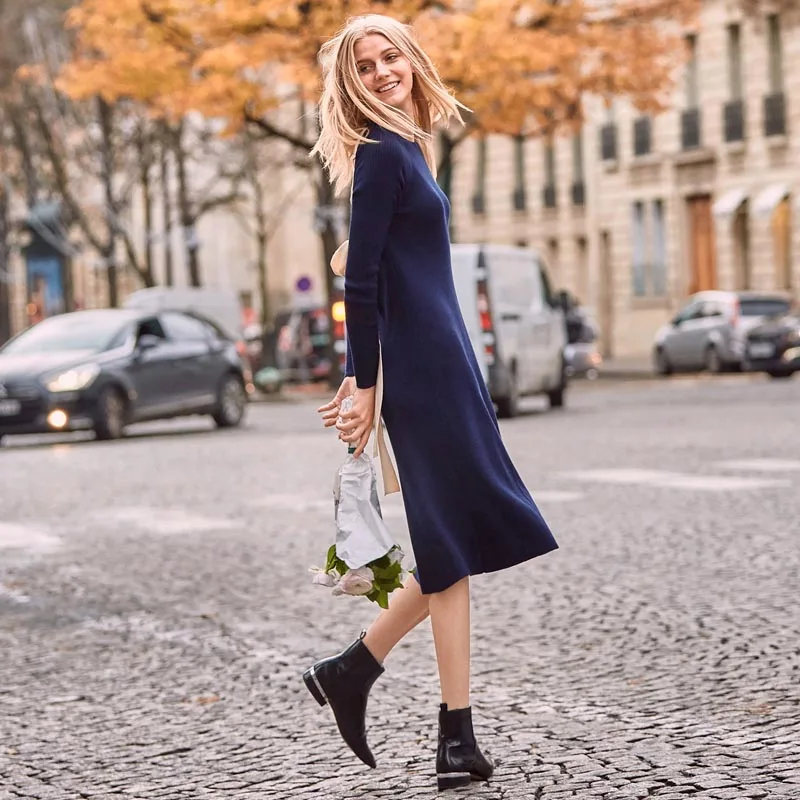 Женское вязаное платье с открытой спиной Amii однотонное облегающее до колена