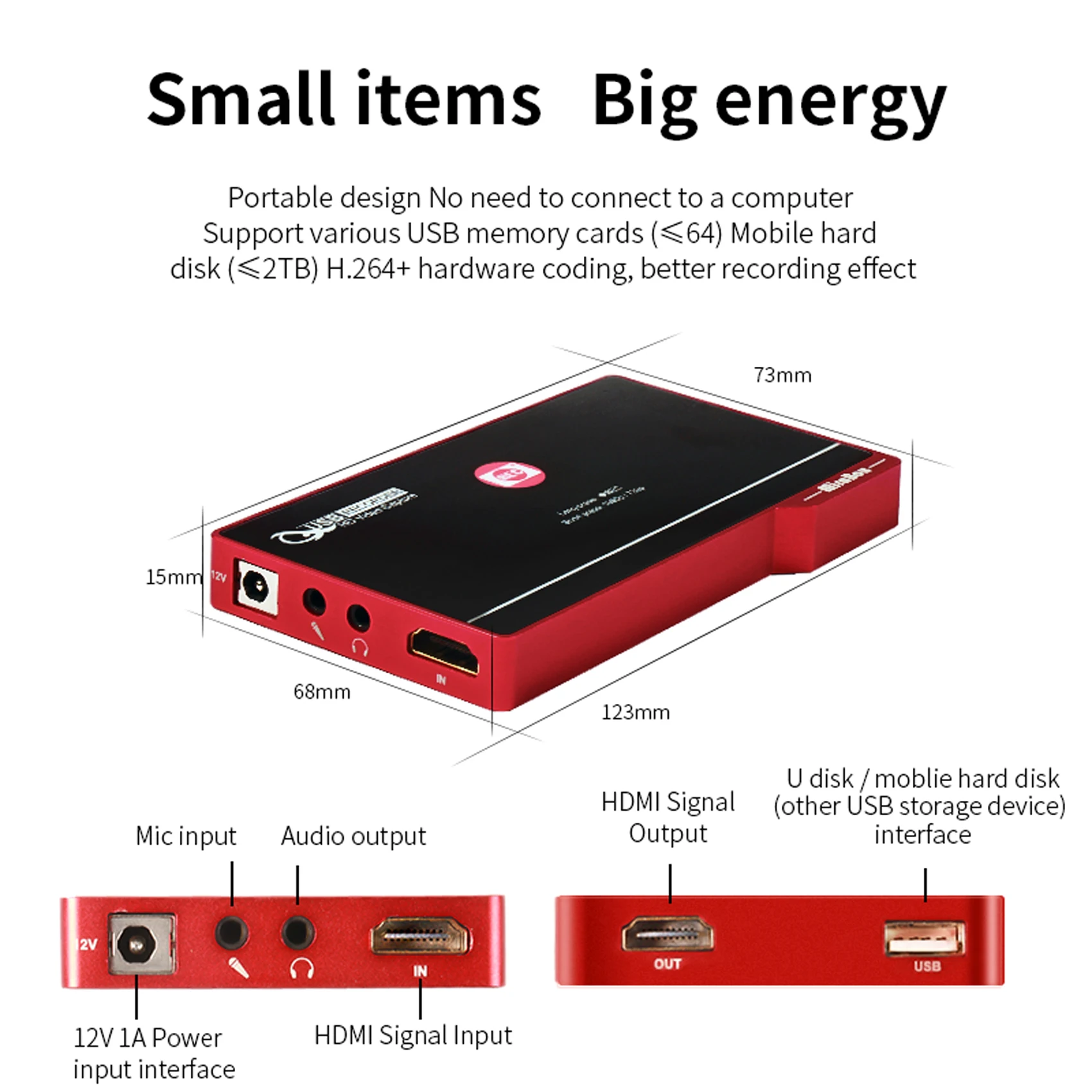 Видеозаписывающее Устройство Mirabox FHD с HDMI на USB одно касание HD запись HDCP 1 3 1080P 30 Гц