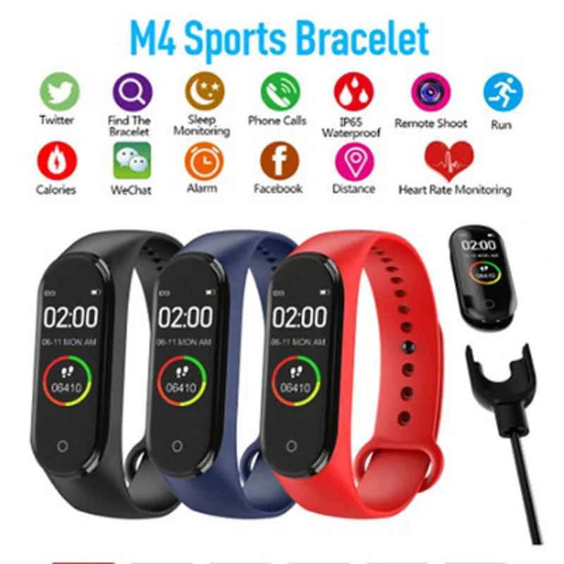 5 шт./лот M4 умный браслет Mi band запястье пульсометр кровяное давление спортивный