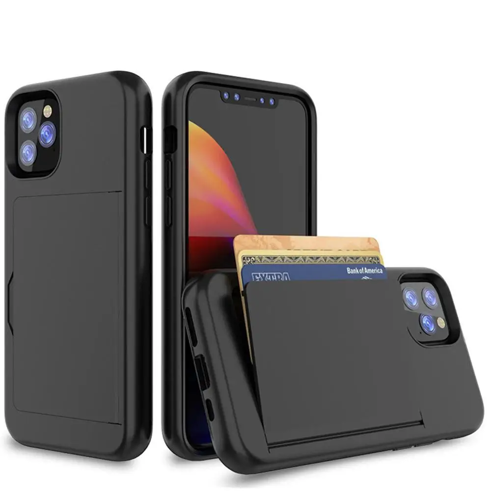 Case -Black Карамельный цвет чехол для iPhone 11 Pro MAX 7 8 плюс 6 6s X XS чехол для MAX XR защитный чехол-бумажник с отделением для карт для iPhone 5,8 6,1 6,5 7 8 - Цвет: Case -Black