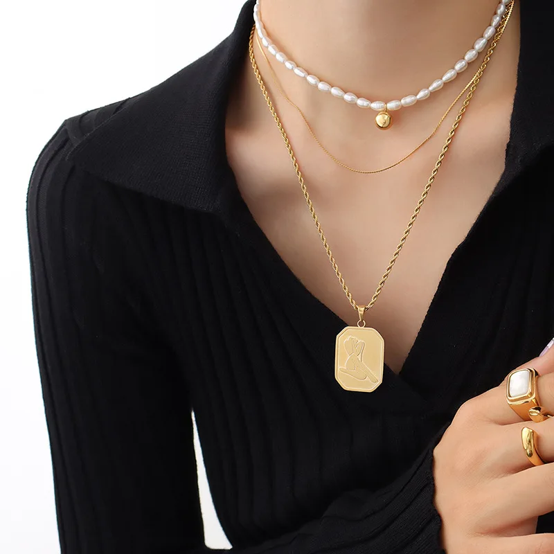 

18K Pendant Rock Gothic Chokers Necklace For Women Square Alphabet Retro Charm Chokers Pendants Necklace Jewelry Statement Gift