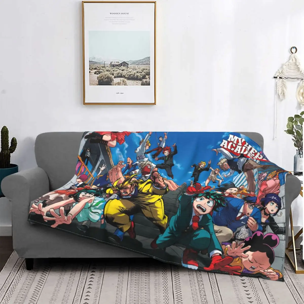 

My Hero Academia-Manta de terciopelo suave y portátil para dormitorio, colcha de viaje, Boku No Anime