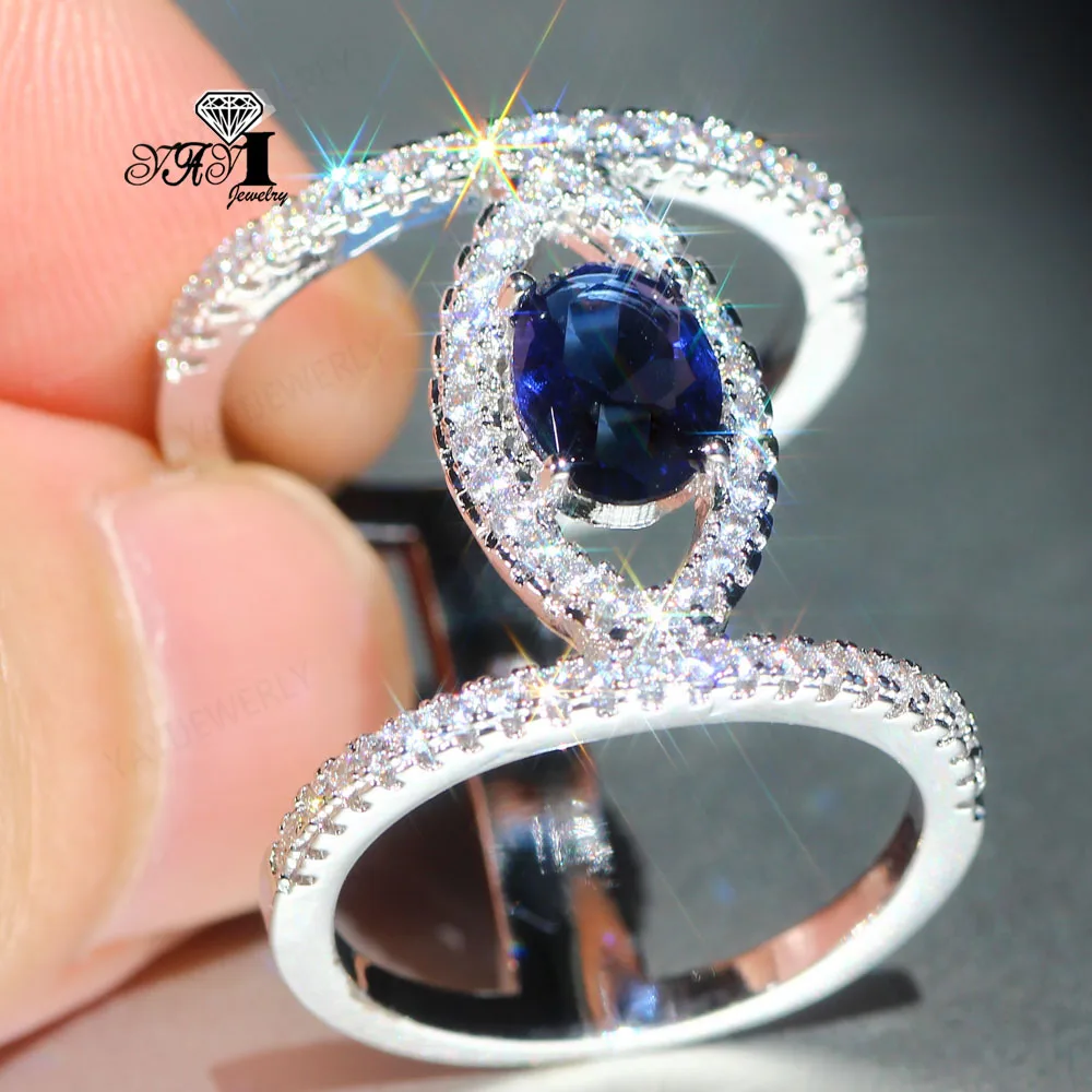 Ювелирные изделия YaYI огранка Принцесса 4.9CT Синий Циркон серьги из серебра