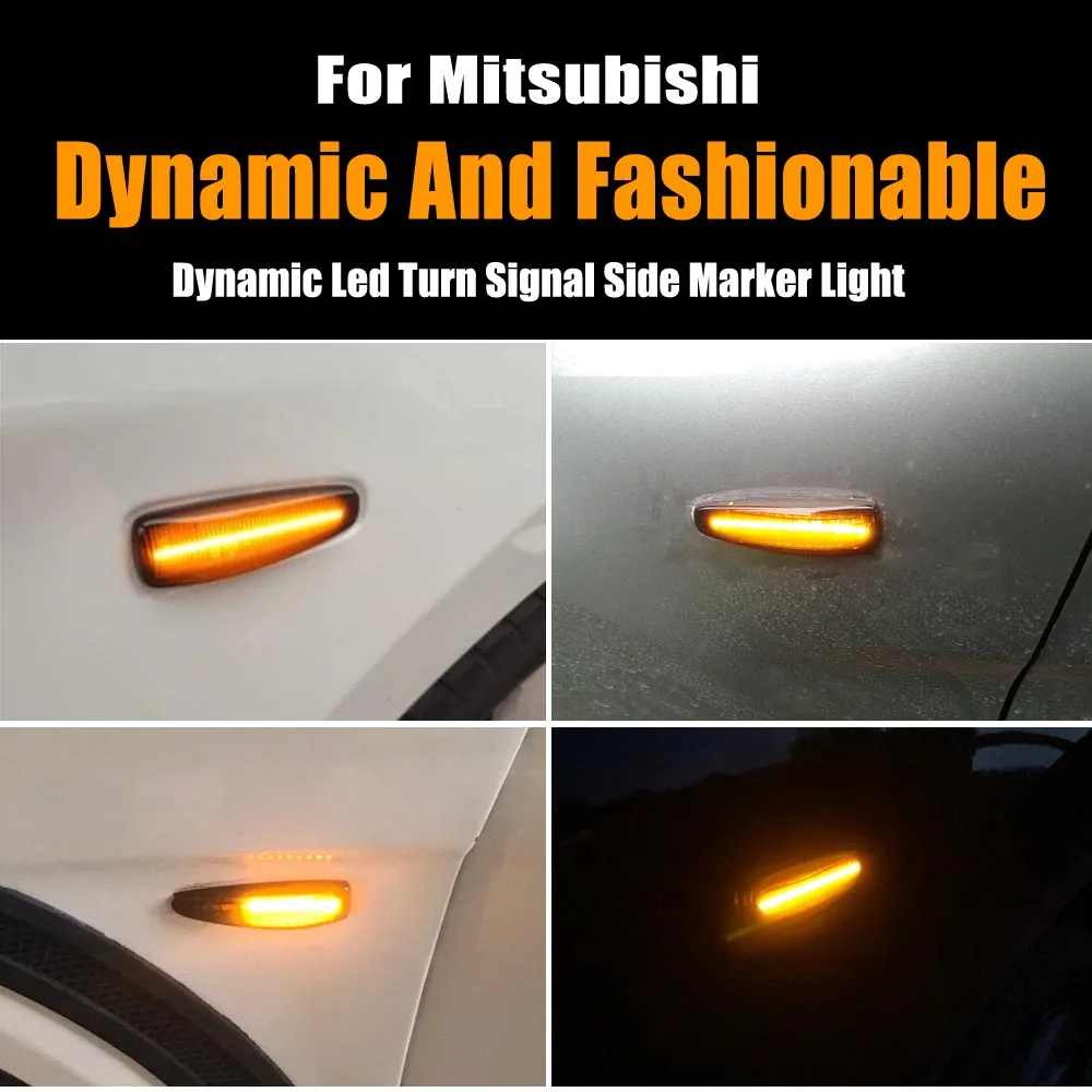 

2 pieces Amber Dynamic LED Fender Side Marker Turn Signal Lights Yellow 8351A001 For Mistubish Lancer EVO X Smoke LED Light